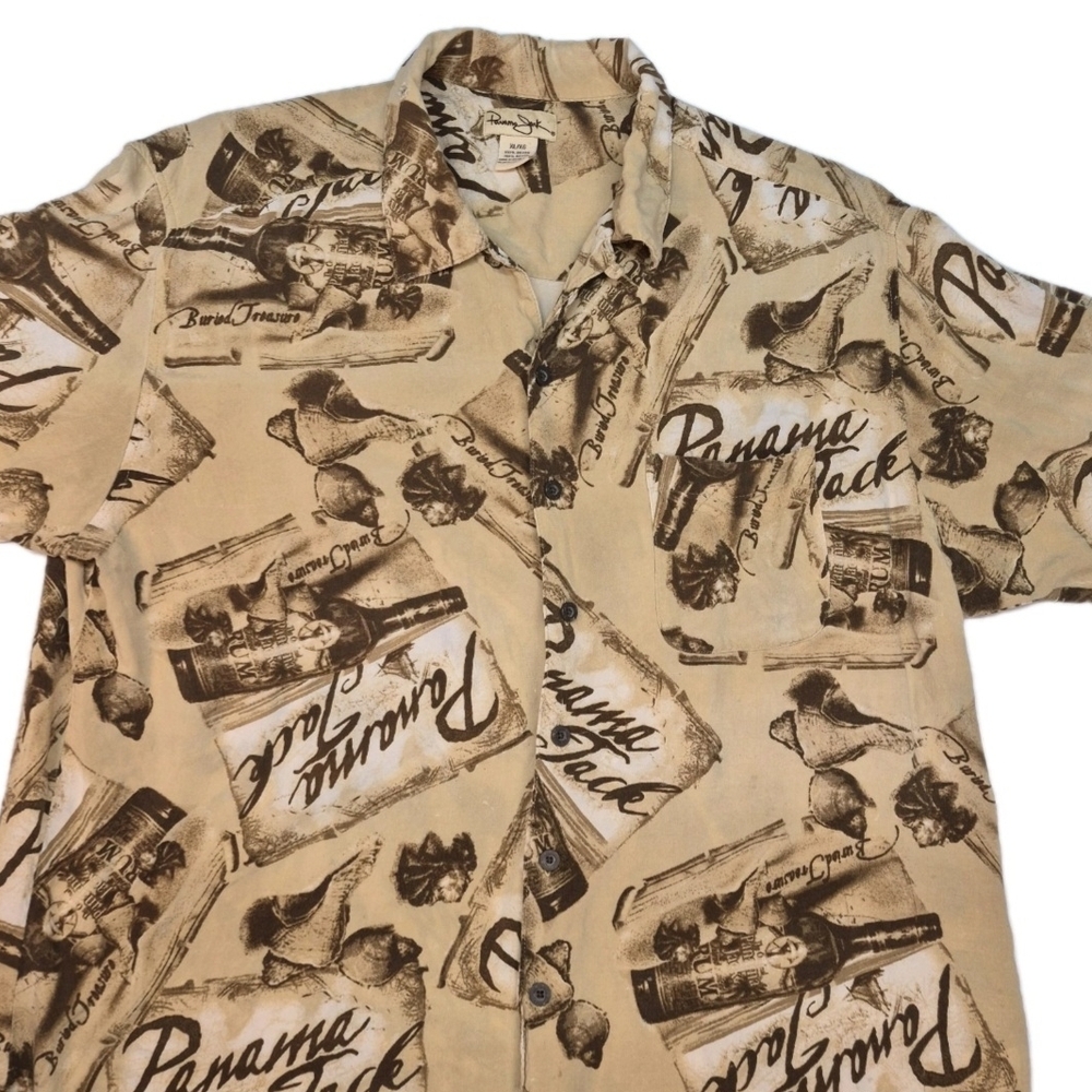 Panama Jack Tan Graphic Mens XL Shirt Rum Bottle